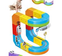 Electric Train Set, Circuit de Train électrique Flexible,Circuit Train Électrique Enfant, Track Gravity-Defying 3D Embedded Layouts & Motorized Car, STEM Learning Gift for Kids 3+ (55PCS)