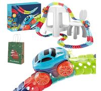 Electric Train Set Flexible Race Track, Anti Gravity Car, Glow in The Dark Race Track Set, Luminous Tracks and Cars, Learning for Gift 3+ (92PCS)