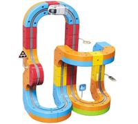 Electric Train Set Flexible Race Track, Car Track, Building Toy Train Track Gravity-Defying 3D Embedded Layouts & Motorized Car, STEM Learning Gift for Kids 3+ (69pcs)