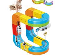 Electric Train Set Flexible Race Track, Click Rail Track Toy, Gravity-Defying 3D Embedded Layouts & Motorized Car, Click Rail Electric Train Track Set, Learning Gift for Kids 4 6 7 8 (55Pcs)