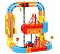 Electric Train Set Flexible Race Track, Electric Train Set 3D Magic Flexible Race Tracks for Kids, 3D Embedded Layouts Motorized Car for 3 4 5 6 7 8 Years Old Boys Girls (84pcs)