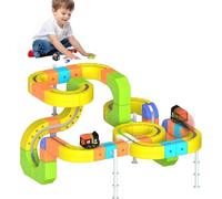 Electric Train Set Flexible Race Track for Kids, DIY Car Tracks Set, Car Track for Toddlers 3-8, Building Toy Train Track Gravity-Defying 3D Embedded Layouts & Motorized Car (167Pcs)
