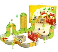 Electric Train Set Flexible Race Track for Kids, DIY Car Tracks Set, Car Track for Toddlers 3-8, Building Toy Train Track Gravity-Defying 3D Embedded Layouts & Motorized Car (166Pcs)