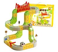 Electric Train Set Flexible Race Track, Magnetic Track with Electric Trains, 3D Gravity-Defying Building Car Toys for 3 4 5 6 7 8 Years Old Boys Girls (87pcs)