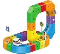 Electric Train Set Flexible Race Track, Magnetic Train Track Set, Gravity-Defying 3D Embedded Layouts & Motorized Car(51ps)