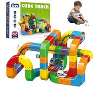 Electric Train Set with 3D Magic Flexible Race Tracks for Kids, Gravity-Defying 3D Embedded Layouts & Motorized Car, Magnetic Track Car Toys, DIY Rail-Track Building Toy Kits (123PCS)