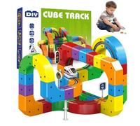 Electric Train Set with 3D Magic Flexible Race Tracks for Kids, Gravity-Defying 3D Embedded Layouts & Motorized Car, Magnetic Track Car Toys, DIY Rail-Track Building Toy Kits (81PCS)