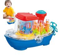 Electric Transparent Gear - 15cm Steamship, ABS Crawling Toy, Music Light-Up Car with LED Effects | Hands-on Interactive Educational ToyFor Children Boys Girls 3+ andBrain Skill Development