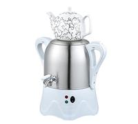 Electric Turkish Tea Maker, Stainless Steel Samovar Tea Maker for Brew Black Tea, 3L Stainless Steel Teapot+1L Ceramic Teapot, with Auto Keep-Warm Function, Boil-Dry Protection, for Coffee,Scented Tea