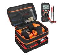 Electrical Test Kit Case - Double-Layer Waterproof Carrying Case for Circuit Tools | Organizer for Clamp Meter, Digital Multimeter, Wires, Batteries, Equipment Storage, Electrical Accessories