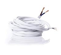 Electrical Wire/2 Core Support PVC Mains Electrical Copper Wire Cable High Temperature Resistance 2x0.75mm² Power Cable-10 Meter Length Cutting Flexible Basin Cable White