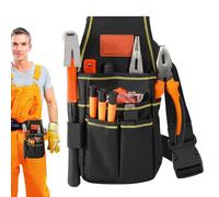Electrician Tool Bag, Waist Material Pouch Belt, 10.24x5.51 inches Adjustable Multilayer Organizer Pouch for Warehouse, Industrial, Automotive Repair, Construction, and Gardening Work