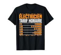 Electricien Tarif Horaire Humour Lumière Ouvrier Cadeau T-Shirt