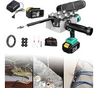 Électricien tirant un enfileur de tuyau à fil foncé, machine à fileter automatique, outil de traction électrique portable à fil foncé, filetage au lithium avec lumières LED,1x3000mA