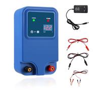 Électrificateur de clôture électrique 1,5 J de sortie/12 V pour 2 à 15 km - Électrificateur de clôture solaire pour chiens, chats, poulets, chevaux, bœuf, mouton, cochon, volaille