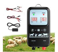Électrificateur de clôture électrique 12 V 2 J, 3 modes d'alimentation, pour chevaux, bovins, porcs et chèvres, portée de 15 km