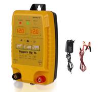 Électrificateur de clôture électrique 12 V avec affichage LED, 1,5 joule, portée 10 km, étanche, pour animaux de compagnie, volaille, jardins