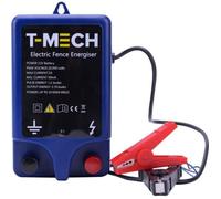 Electrificateur de Clôture Electrique 12V T-Mech Imperméable 1.0J 10KM Alimenté par Batterie Kit de Fixation pour Volailles, Bovin