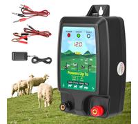 Électrificateur de clôture GJCrafts, portée de 10 km, 1,5 à 2 J - Électrificateur de clôture pour bétail et Animaux domestiques - Triple Alimentation (230 V/12 V/Solaire) - Étanchéité IP45