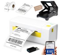 ElectriQ Spirit Imprimante d'étiquettes d'expédition thermique Bluetooth pour petites entreprises. Comprend un porte-papier, des étiquettes de 4 x 6, des autocollants ronds de 5,1 cm, USB C et un