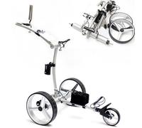 électrique Chariot de Golf Pliable,Fonction mémoire GO/STOP + changement vitesse 1-9,La taille pliée est 76×38×28cm, se glisse facilement dans le coffre d'une voiture,Facile à Ouvrir/Fermer