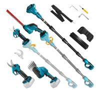 Électrique Hedge Tondeuse Combo Kit Compatible avec Makita 18V Batterie, Mini-scie à chaîne électrique avec Extension Arbre, Bush Tondeuse Branche Coupe (sans Batterie)