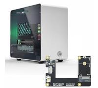ElectroCookie Boîtier Raspberry Pi 5, mini tour en aluminium avec M.2 NVMe SSD PCIe HAT et refroidisseur d'éclairage RVB actif (argenté)