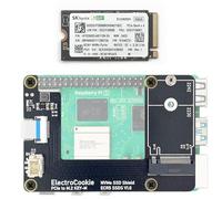 ElectroCookie Kit SSD M.2 NVMe pour Raspberry Pi 5 - Comprend PCIe M.2 HAT et disque SSD 256 Go