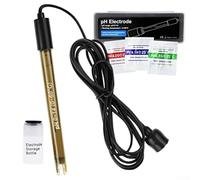 Électrode de pH de rechange avec connecteur BNC, sonde de haute précision pH 0-14 - Câble de 200 cm avec kit de poudre de calibrage (pH 4,00, 6,86, 9,18) pour pH-mètre, piscine, aquarium, hydroponie