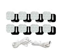 Électrodes pour électrostimulateurs Ensemble de 8 carrés 5cm x 5cm TENS électrodes et une paire de fils conducteurs masculins