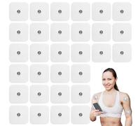 Electrodes TENS 32 pieces rechargeables - Pads auto-adhésifs avec connecteur bouton compatibles Sanitas,réutilisables et pour thérapie EMS et soulagement des douleurs