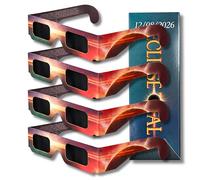 ELECTROHOGAR Lot de 4 lunettes d'éclipse solaires homologuées | Lunettes certifiées ISO 12312-2 et certifiées CE pour voir l'éclipse du soleil de manière sûre et avec protection | Eclipse Espagne août