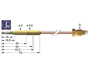 Electrolux 290172 Thermocouple Longueur 850 mm Douille à fermeture rapide Ø 6,5 mm M9 x 1
