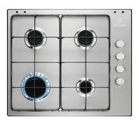 Electrolux EGS6404SX Table de cuisson à gaz encastrable, 4 brûleurs, inox