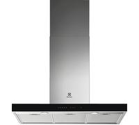 Hotte électrique 90 cm inox max 625 m3/h), Hob2hood, F. Brisa, sortie 150 mm, LED, éclairage inclus T-Invertie frontale en verre noir