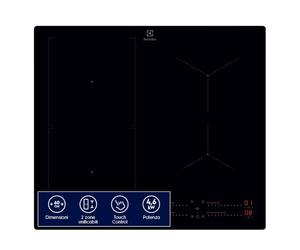 Electrolux LIL63443 Plateau de cuisson à induction Bridge 60 cm, 4 zones de cuisson, fonction pont, noir