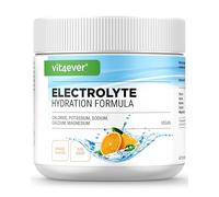 Electrolytes - 200 g (40 portions) - Formule d'hydratation avec chlorure, potassium, sodium, calcium, magnésium - Parfait pour les sportifs en cas de déshydratation - Sans sucre - Vegan - Orange