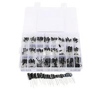 Electrolytic Capacitor Assortment Kit 240Pcs Black Aluminum Capacitors 0.1uF 1000uF 24 Types with Storage Box for DIY Circuits Electronic Projects Capacitance Meters