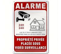 ELECTROMANIA Panneau d'alarme métallique 14 x 20 cm - Propriété privée, Placée Sous, Vidéo Surveillance, Trous Prépercés, Dissuasion Intrus, Panneau Sécurité Extérieure