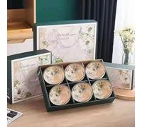 electromax Lot de 6 bols de service en céramique, bol à riz chinois avec coffret cadeau, bols de service en porcelaine pour riz, soupe, dessert, collation, 300 ml (fleurs vertes)