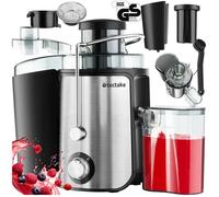 Électroménager - TECTAKE - Extracteur de jus FRUFI en acier inoxydable à 2 vitesses 600 W, max 500 ml, 18 x 26 x 28,5 cm - Argent
