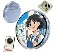 Electronic Badge Digital Display Pin, 1.8'' IPS Touch Screen, Customizable Photo Slideshow & GIF Display Video via Bluetooth, Magnetic Clip, for Cosplay Ita Bag (blue)