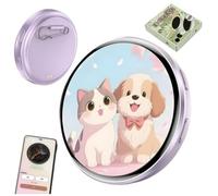Electronic Badge Digital Display Pin, 1.8'' IPS Touch Screen, Customizable Photo Slideshow & GIF Display Video via Bluetooth, Magnetic Clip, for Cosplay Ita Bag (purple)