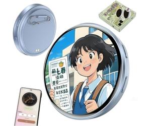 Electronic Badge Digital Display Pin, 1.8'' IPS Touch Screen, Customizable Photo Slideshow & GIF Display Video via Bluetooth, Magnetic Clip, for Cosplay Ita Bag (blue)