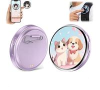 Electronic Badge Digital Display Pin, Smart e-Badge for Backpacks Cool Button Display Photo Name Tag, Digital Badges Pin for Anime/Star/Idol/Football Fans (Purple)