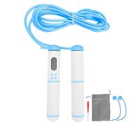 Electronic Counting Jumping Rope, Wireless Skipping Rope with Digital Display for Fitness Workout, Intelligent Magnetic Sensor for Calorie Time Weight Tracking, Smooth High - Speed (Blanc Bleu)