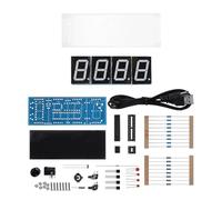 Electronic DIY Kit Clock 4Digit DIY Digital LED Clock Kit Auto Display Time Temperature Date with Alarm Timer Function for Electronics Enthusiasts ABS Blue Green White Red (Green)