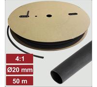Electronic Garage EG25CA111 Gaine thermorétractable avec colle noir 20 mm 5 mm Taux de retreint:4:1 50 m