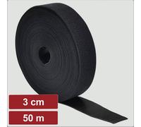 Electronic Garage EG25CA118 Bande auto-agrippante pour grouper partie velours et partie agrippante (L x l) 50 m x 3 cm noir 50 m