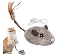 Electronic Plush Toy, Kitten Toy with Feather, Moving Kitten Toy, Interactive Cat Toy, Smart Sensing Toy, Automatic Moving Toy, Feather Tail Toy, Indoor Cat Toy for Indoor or Outdoor Exercise